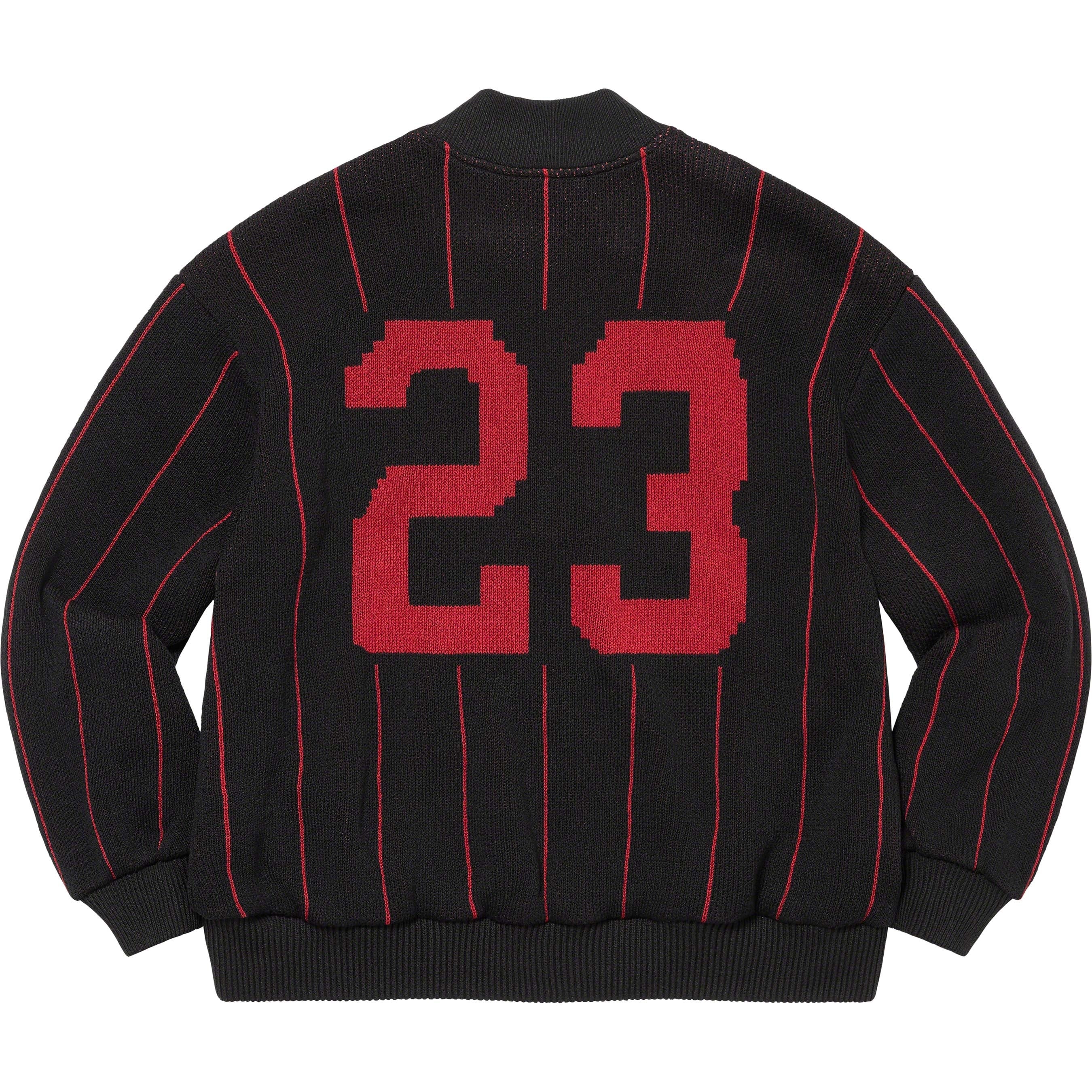 Pinstripe Varsity Zip Up Sweater view 3